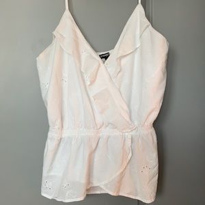 Express Spaghetti-Strap White Wrap Top
